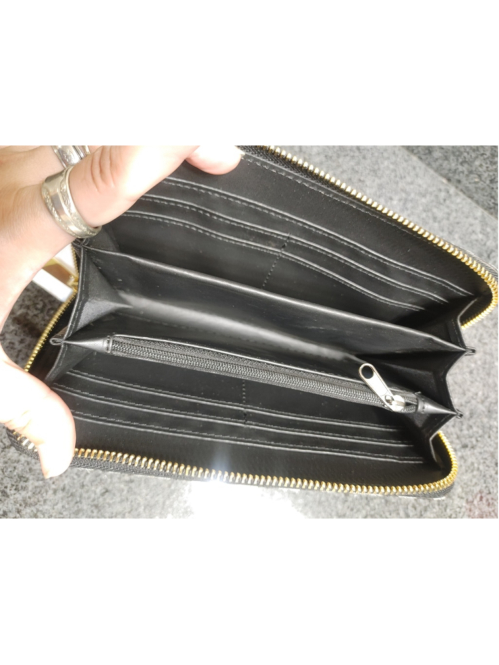 Women's Isadora Zebra Print Genuine Leather Hair on Hide Wallet, Black and White - Picture 5 of 12